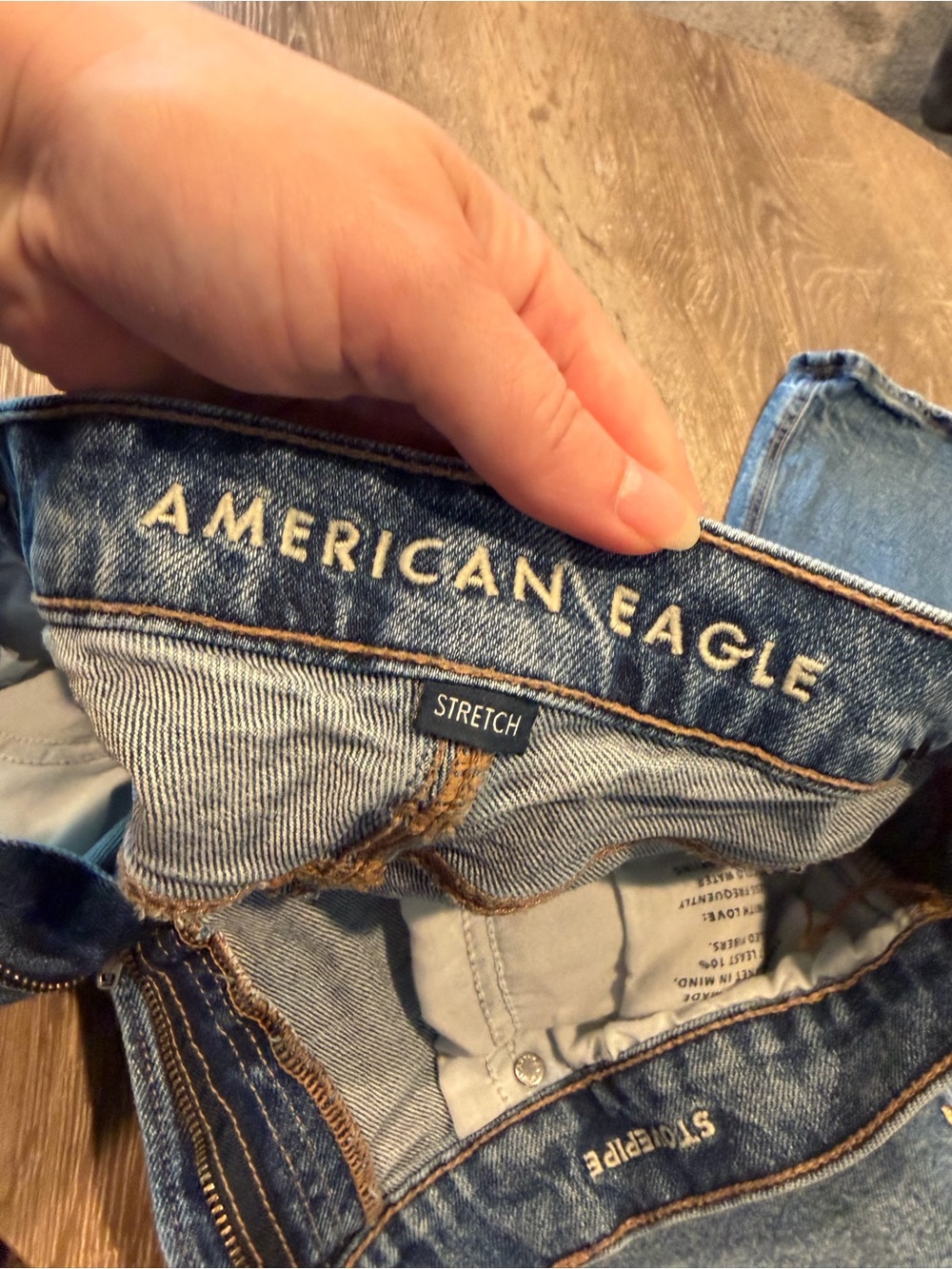 Studded Side Seam American Eagle Stovepipe Jeans - Picture 3 of 5